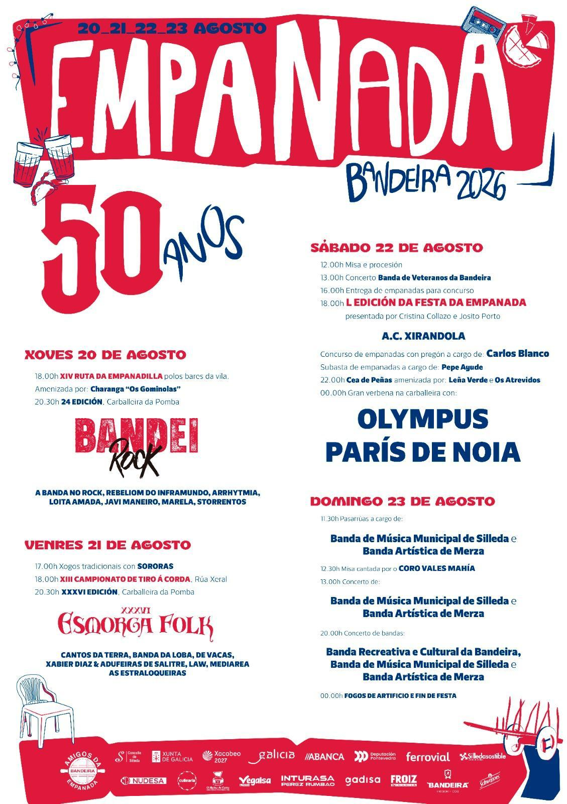 Cartel oficial da L Festa da Empanada 2026, Bandeira, 50 anos